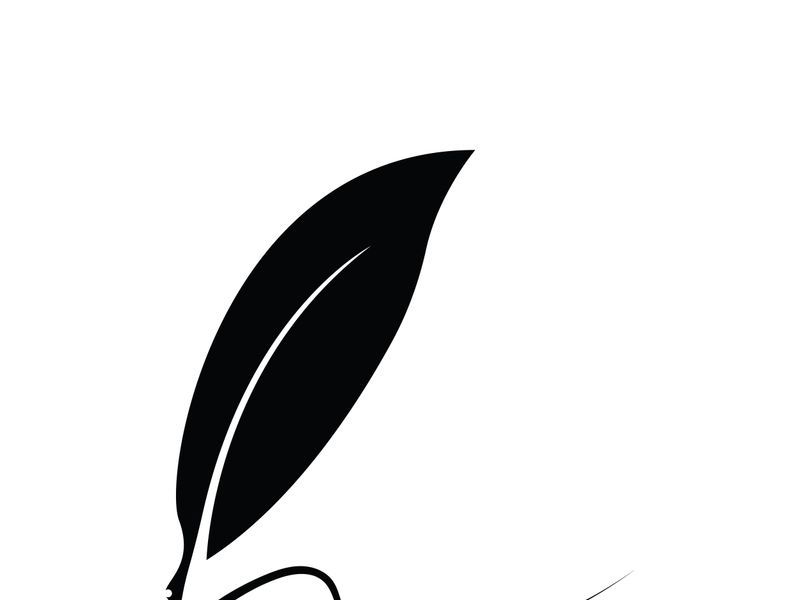 Feather quill design icon and logo illustration classic stationery
