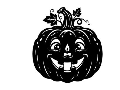 Halloween Pumpkin Carving with Smiling Jack-o'-Lantern Face