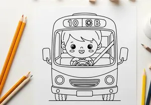 Girl driving school bus vector illustration flat design