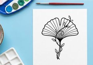 Ilustrasi Daun Ginkgo yang Elegan untuk Desain Alam dan Botani. Sketsa Botani Tangan yang Artistik untuk Proyek Kreatif