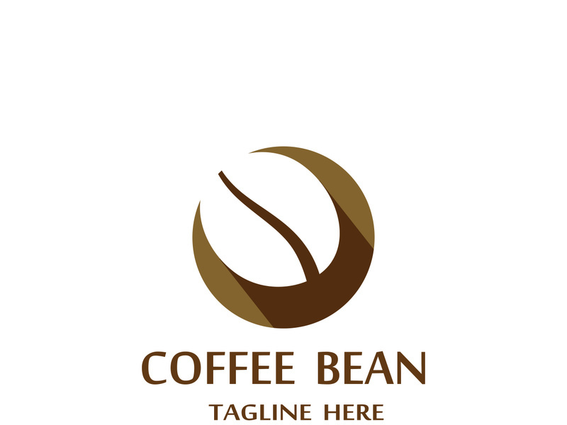 Coffee bean logo for cafe, business, label.