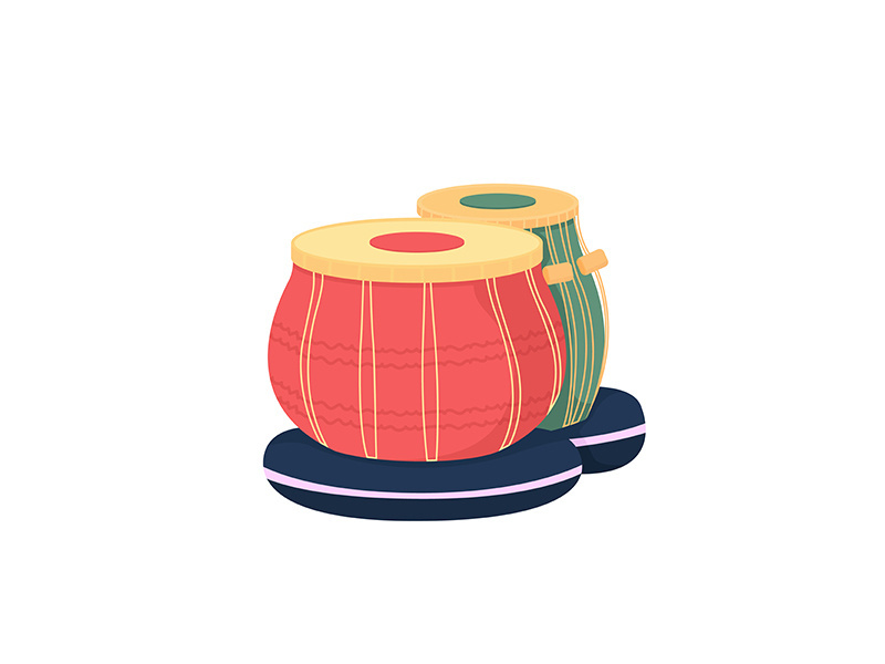 Tabla drums flat color vector object