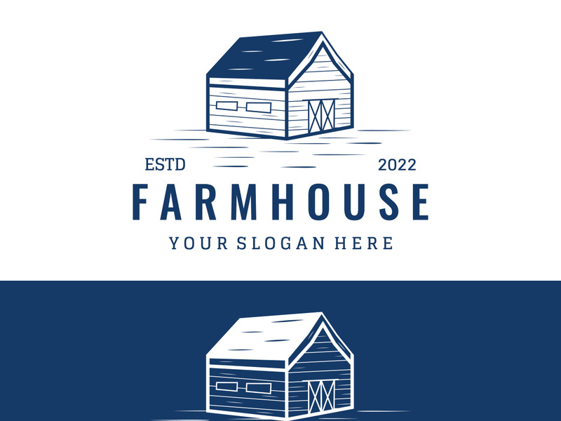 Logo design of organic farm house or barn or barn and animal farmhouse vintage.Vintage country logo.