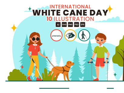 10 International White Cane Day Illustration