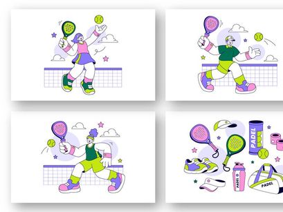 10 Padel Vector Illustration