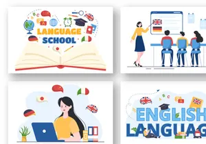 8 Language Learning School Illustration