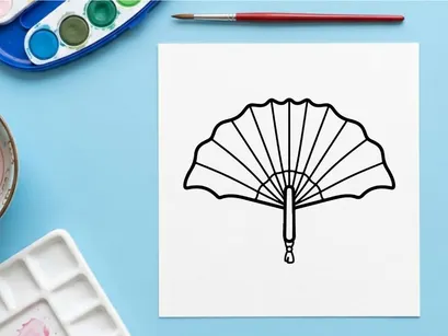 Hand fan icon. Traditional folding accessory for cooling or fashion design.