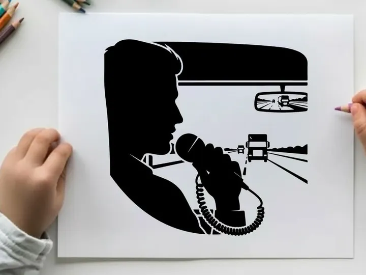 Silhouette of a man driving while on the phone