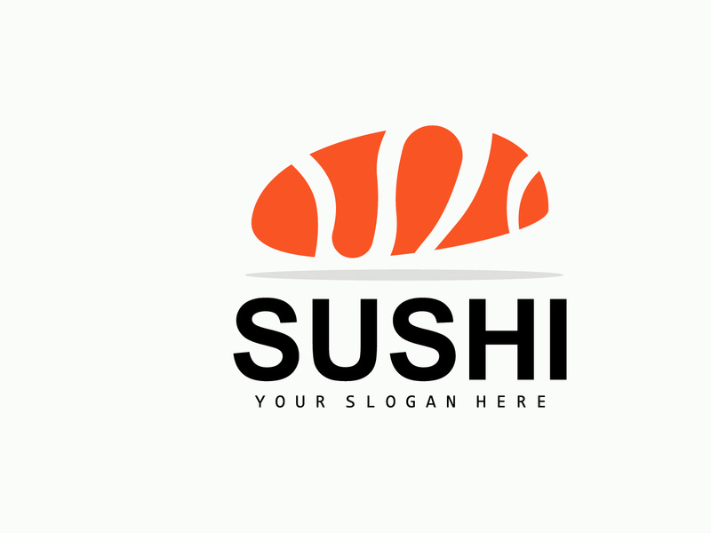 Sushi Logo, Japanese Food Sushi Seafood Vector