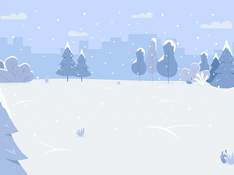 Snow park semi flat vector illustration