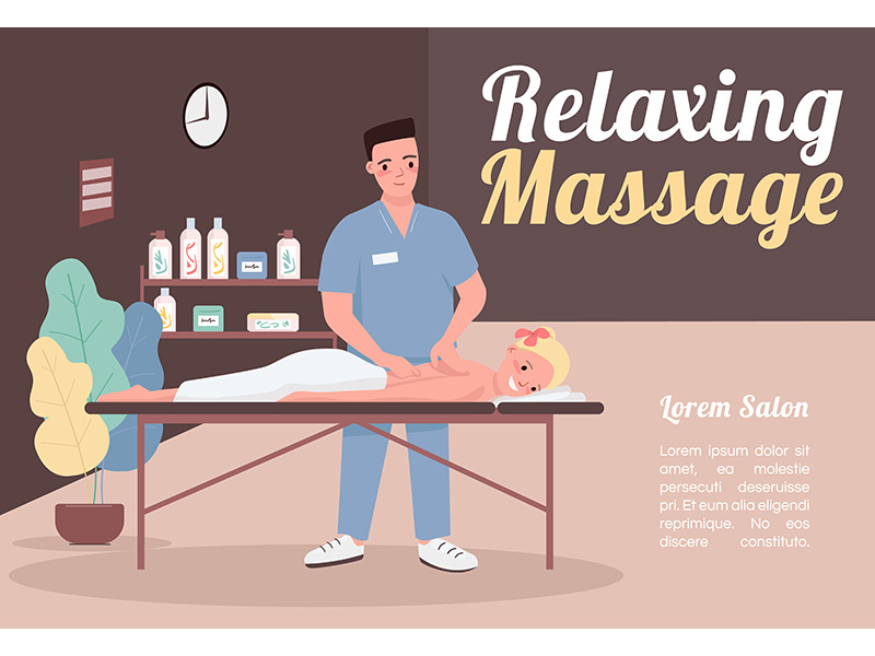 Relaxing massage banner flat vector template