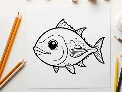 Cute smiling fish cartoon vector illustration flat design