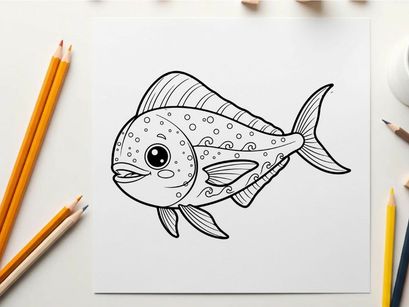 Cute cartoon fish swimming vector illustration flat design