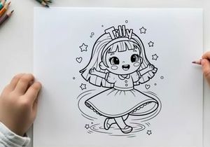 Cute girl hula hoop happy crown vector illustration