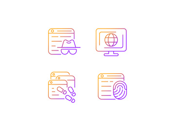 Online censorship gradient linear vector icons set preview picture