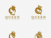Beautiful face queen icon logo.for queen logo.Beauty woman hair salon golden logo. cosmetic, skin care business logo