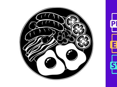 Traditional English Breakfast with Bacon, Eggs and Sausage