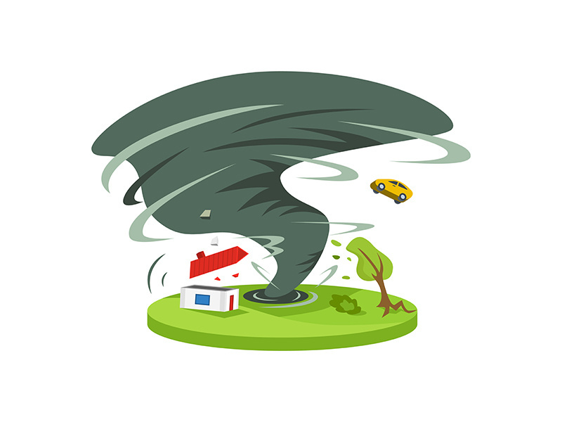 Hurricane in countryside cartoon vector illustration