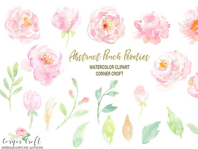 Free Abstract Peach Peonies