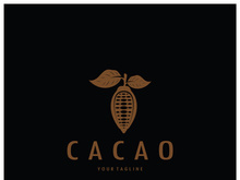 cocoa logo,cocoa bean,cocoa tree,cocoa branches and leaves,chocolate mix on white background,vintage,modern,simple,minimalist icon illustration template design vector