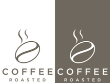 Coffee bean logo design with retro outline.