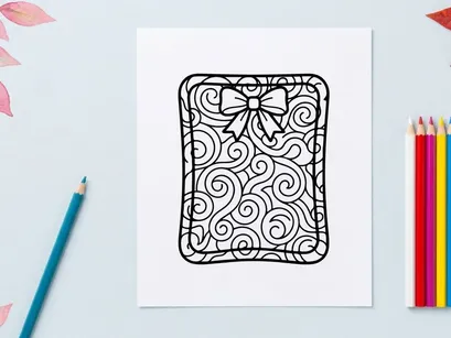 Hand-drawn Christmas niche decorative floral swirl frame for holiday crafts and festive designs