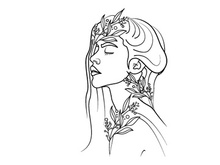 Line Art Flower Drawing Women