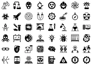 70 Set of Science Experiments Colored Vectors Icons