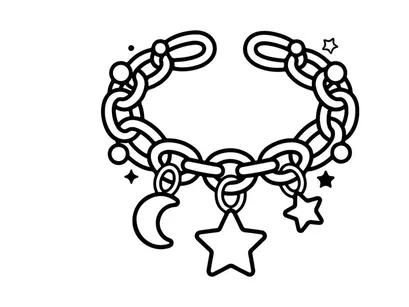 Celestial charm bracelet icon. Witchy jewelry accessory with moon and star symbols.