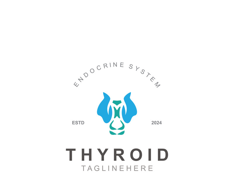 Thyroid Gland human Endocrine System structure logo thyroid care simple template design