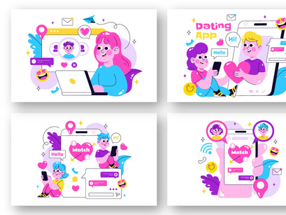 10 Online Dating App Illustration