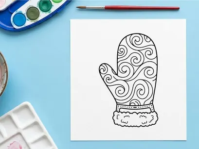 Kaos tangan musim dingin bertekstur dengan pola salju rumit untuk desain liburan yang meriah