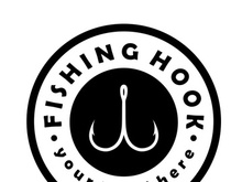 fishing hook logo design, fishing bait, fishing shop, tournament, angler, fishing community