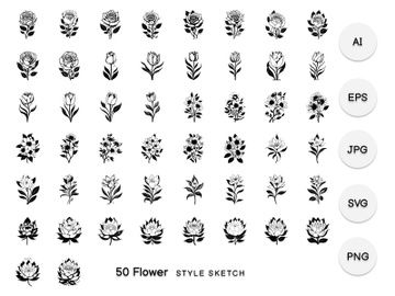 Flower Element Draw Black preview picture