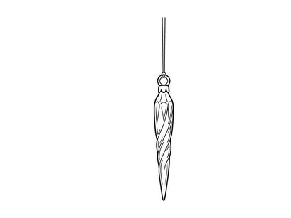 Ilustração de arte em linha de enfeite de gelo de Natal isolada em fundo branco