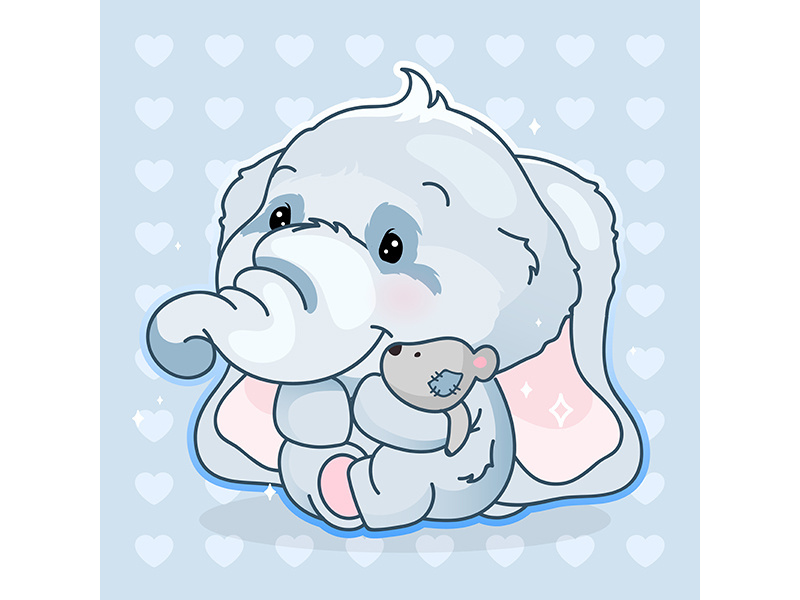 Cute elephant kawaii cartoon vector character