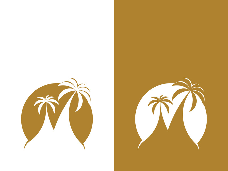 Palm tree summer logo template vector illustration