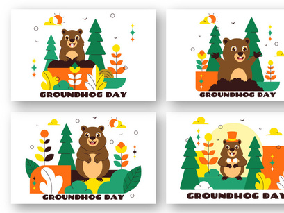 10 Happy Groundhog Day Illustration