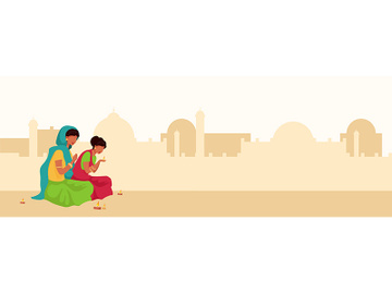 Puja flat color vector illustration preview picture