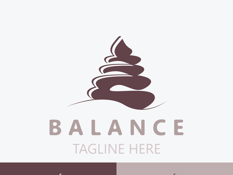 Balance stone logo massage stone yoga, rock arrangement for spa and health meditation symbol