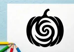 Black and white pumpkin with swirling pattern for Halloween or fall decor