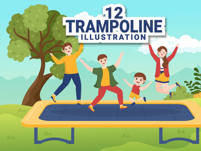 12 Trampoline Sport Illustration