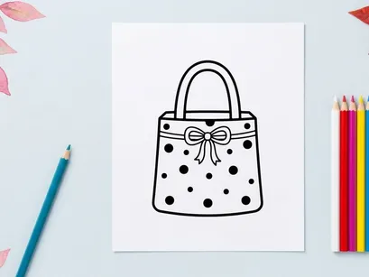 Handgezeichnete Polka-Dot-Geschenktüte mit Schleife für festliche Anlässe. Niedliche Cartoon-Stil-Partybeutel- oder Halloween-Süßigkeitensack-Illustration.