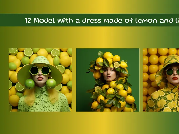 Model with a dress made of lemon