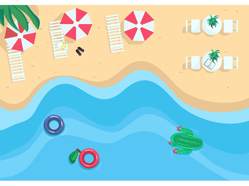 Seaside resort flat color vector illustration