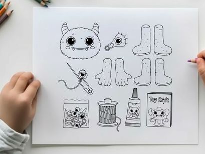 Cute toy craft monster eyes vector illustration flat design