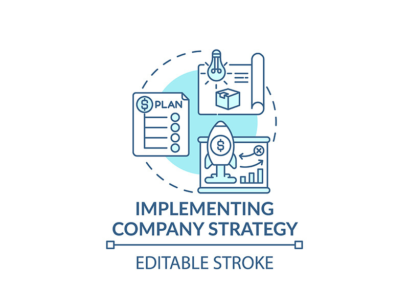 Implementing company strategy concept icon