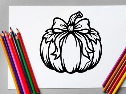 Abóbora de Halloween Fofo com Laço para Decorações de Outono