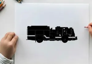 Silhouette of a fire truck vehicle emergency response