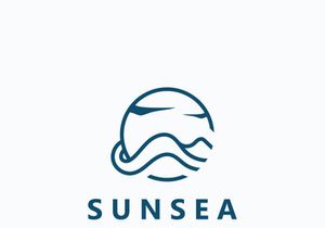 Sun sea Logo design creative premium sun beach logo icon vector template